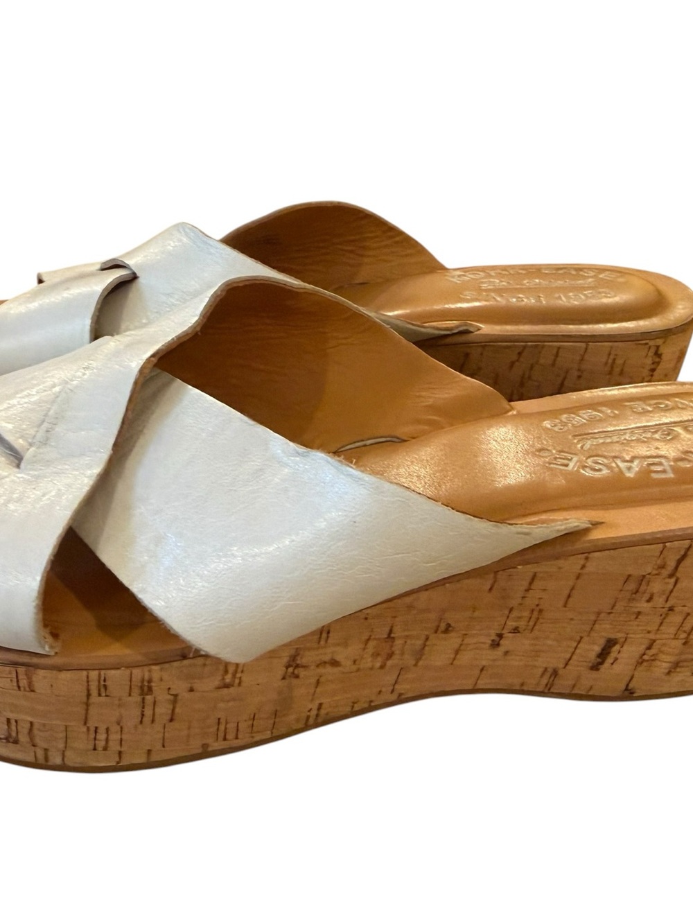 Kork-Ease Sabrina Crossover Strap White Wedge Sandal